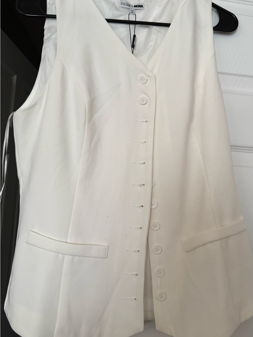 Fashion Nova Cream Button-Front Vest Dress